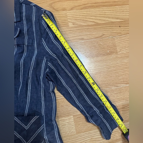 Cabi 100% linen nautical buttons striped women’s size 8 business casual blazer - Picture 9 of 11